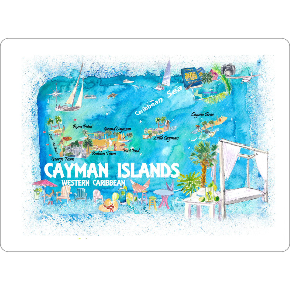Tischset "Cayman Islands Travel Map" artboxONE - Reise,Reise / Strand und Meer,Kartografie