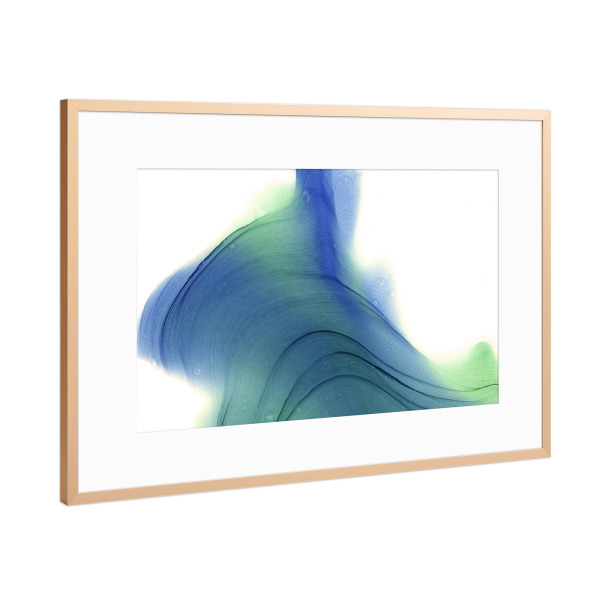 Poster mit Rahmen Kupfer "Waves on Hill blue and green" artboxONE - Abstrakt