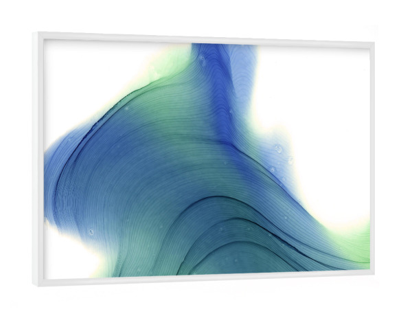Poster mit weißem Rahmen "Waves on Hill blue and green" artboxONE - Abstrakt