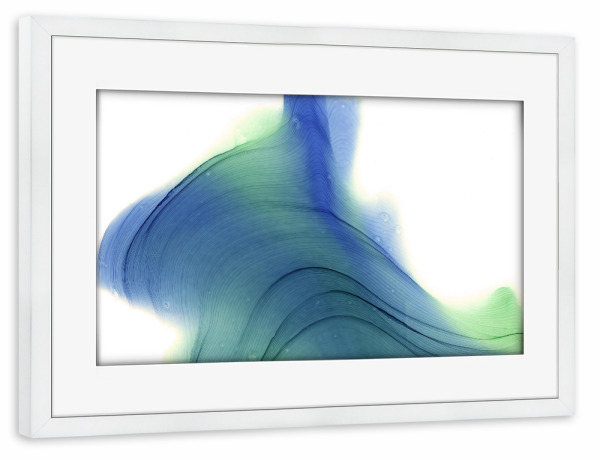 Poster mit Rahmen weiß "Waves on Hill blue and green" artboxONE - Abstrakt