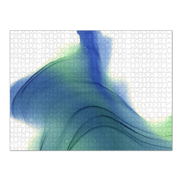Puzzle Ravensburger "Waves on Hill blue and green" artboxONE - Abstrakt