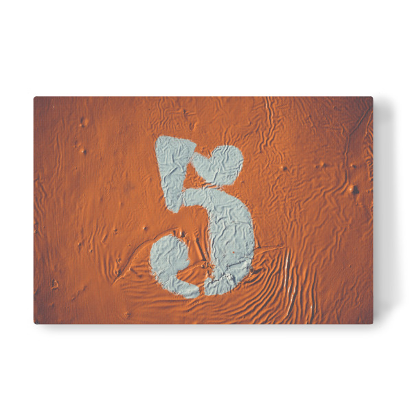 Leinwandbild "Fünfer" artboxONE - Typografie,Buchstaben - 5,Fünf,Zahl,Orange,Gelb,Weiß,Industrial,Five,Ziffer,Number