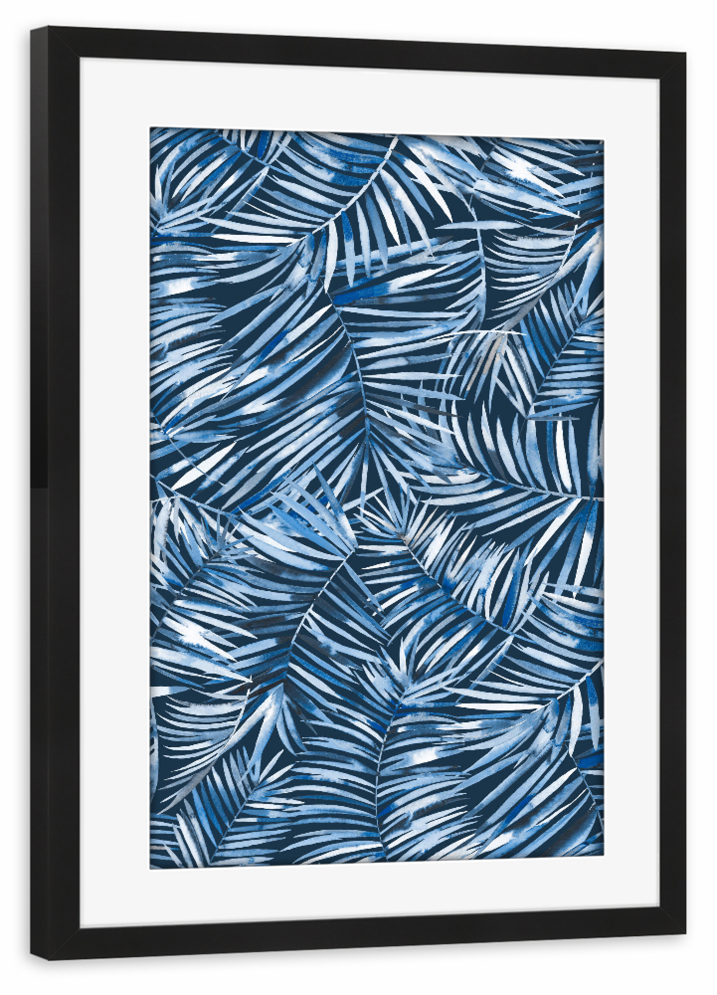 Poster mit Rahmen schwarz "Tropical Relaxing Palms Yoga Navy" artboxONE - Natur,Festivals