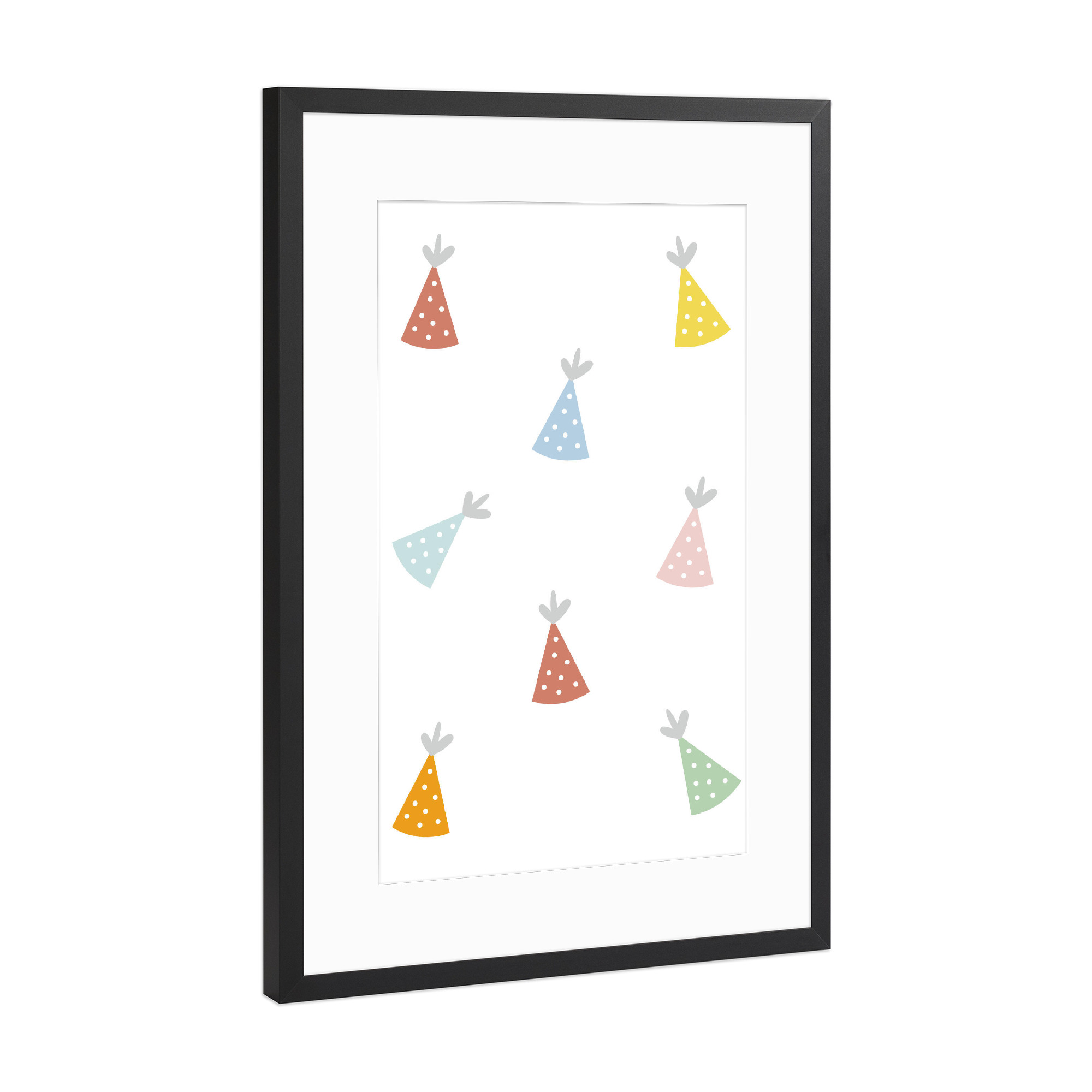 Poster mit Rahmen Schwarz (Metallic) "Partyhüte" artboxONE - Für Kinder,Lustig