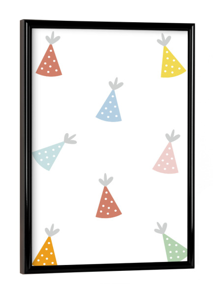 Poster mit schwarzem Rahmen "Partyhüte" artboxONE - Für Kinder,Lustig
