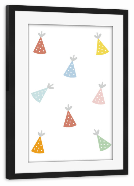 Poster mit Rahmen schwarz "Partyhüte" artboxONE - Für Kinder,Lustig