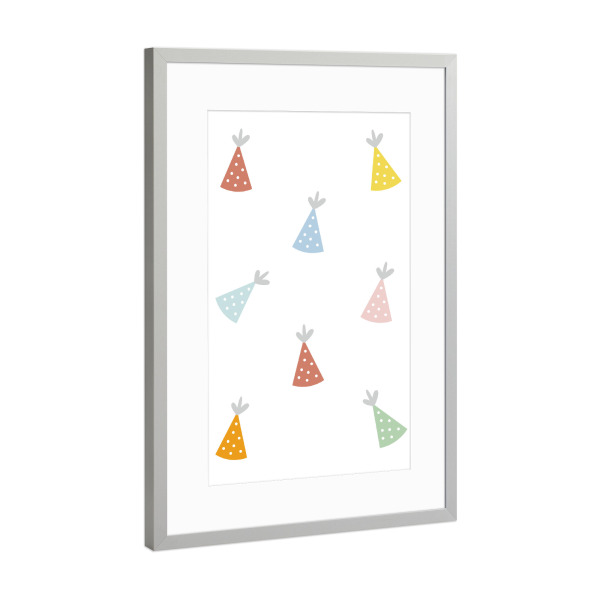 Poster mit Rahmen Silber "Partyhüte" artboxONE - Für Kinder,Lustig