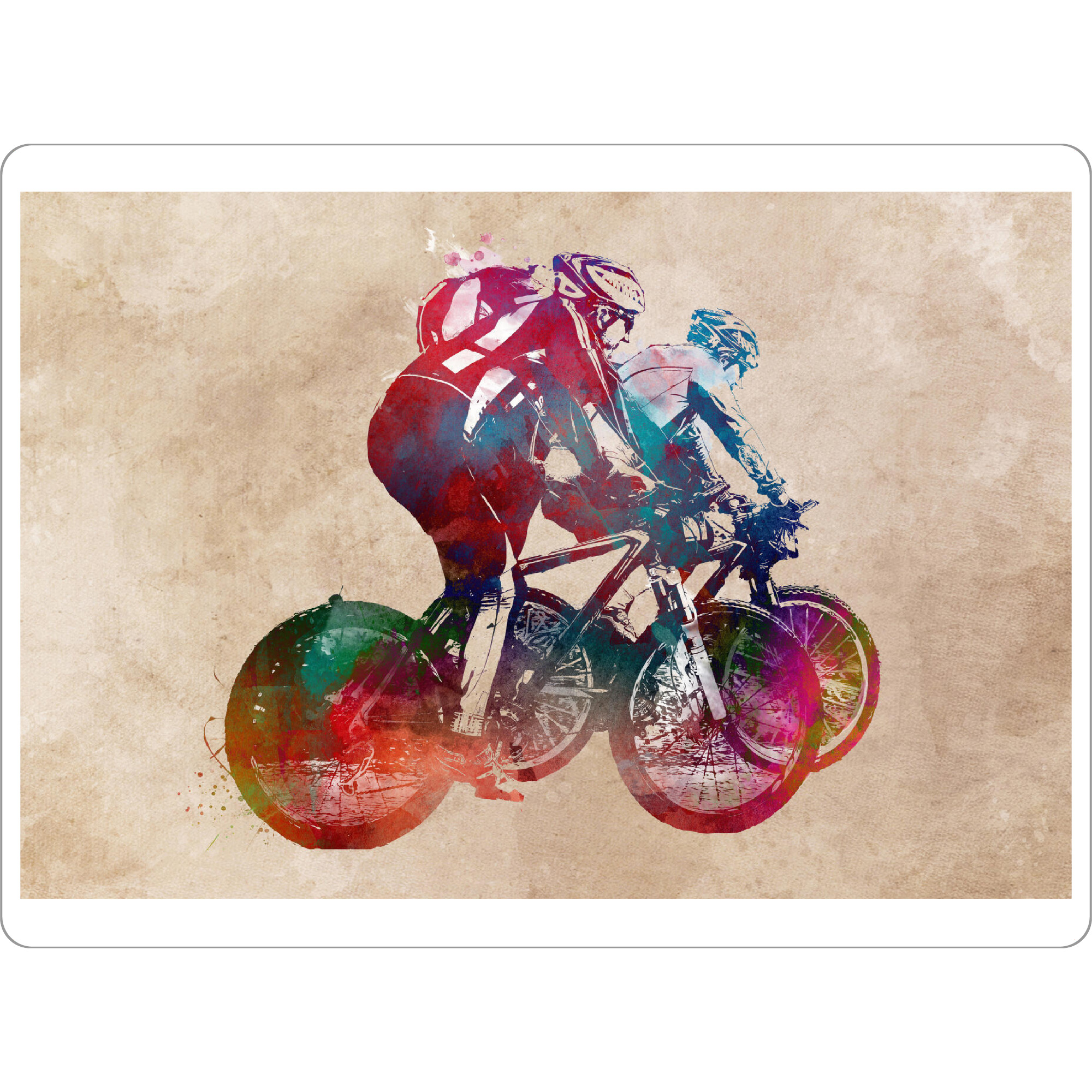 Tischset "Two cyclists" artboxONE - Sport,Sport / Motivation - Sport,Cycling,Cycler,Cyclist,Bicycle,Active,Sports,Tourdefrance,Digital art,Player