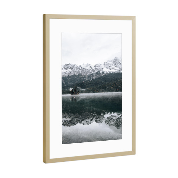 Poster mit Rahmen Gold "Eibsee am Morgen" artboxONE - Natur,Reise