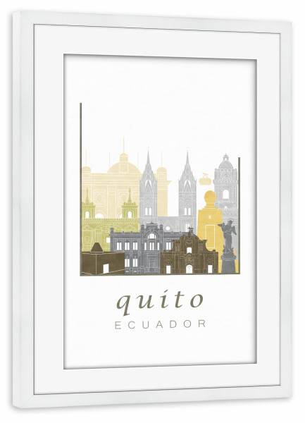 Poster mit Rahmen weiß "Quito skyline desert" artboxONE - Städte,Reise,Architektur,Kartografie