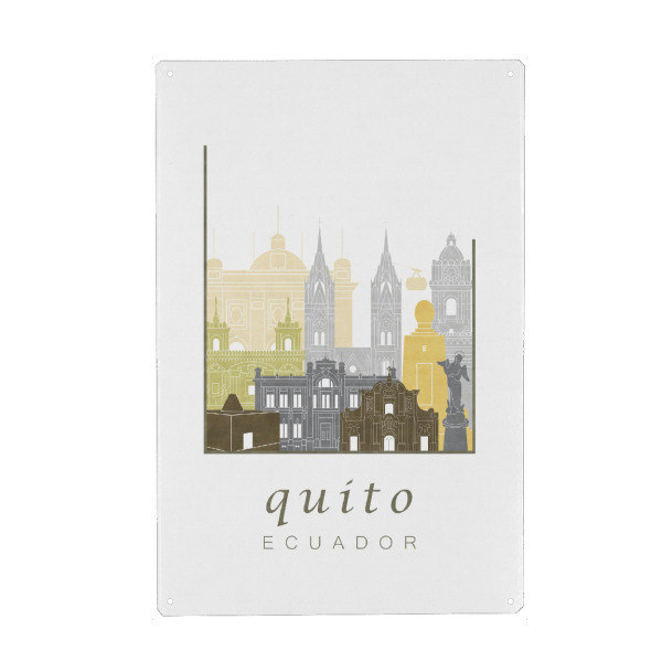 Holzbild "Quito skyline desert" artboxONE - Städte,Reise,Architektur,Kartografie