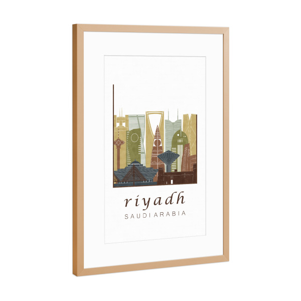 Poster mit Rahmen Kupfer "Riyadh skyline light brown" artboxONE - Städte,Reise,Architektur,Kartografie