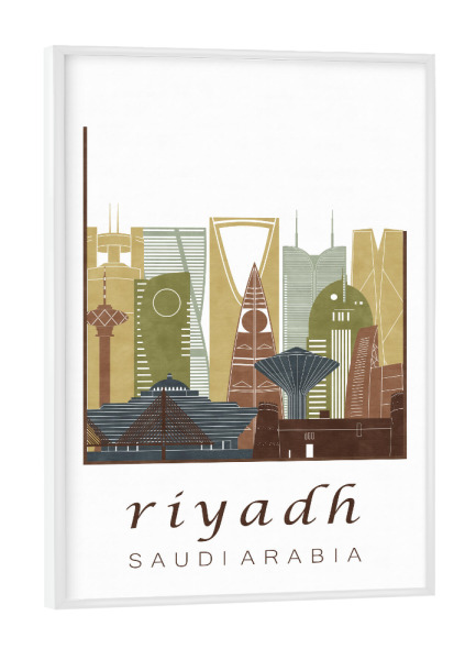 Poster mit weißem Rahmen "Riyadh skyline light brown" artboxONE - Städte,Reise,Architektur,Kartografie