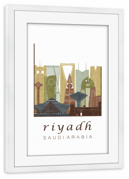 Poster mit Rahmen weiß "Riyadh skyline light brown" artboxONE - Städte,Reise,Architektur,Kartografie