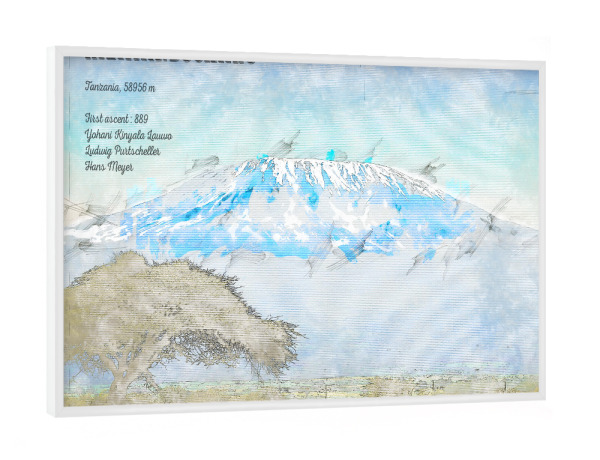 Poster mit weißem Rahmen "Kilimandscharo Mountain" artboxONE - Natur,Reise / Afrika