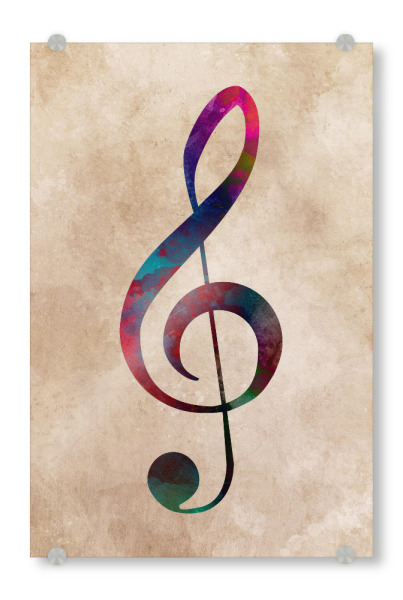 Acrylglasbild "Treble Clef music art" artboxONE - Musik - Treble,Clef,Treble clef,Music,Notation,Violinschlüssel,Key,Musik,Noten