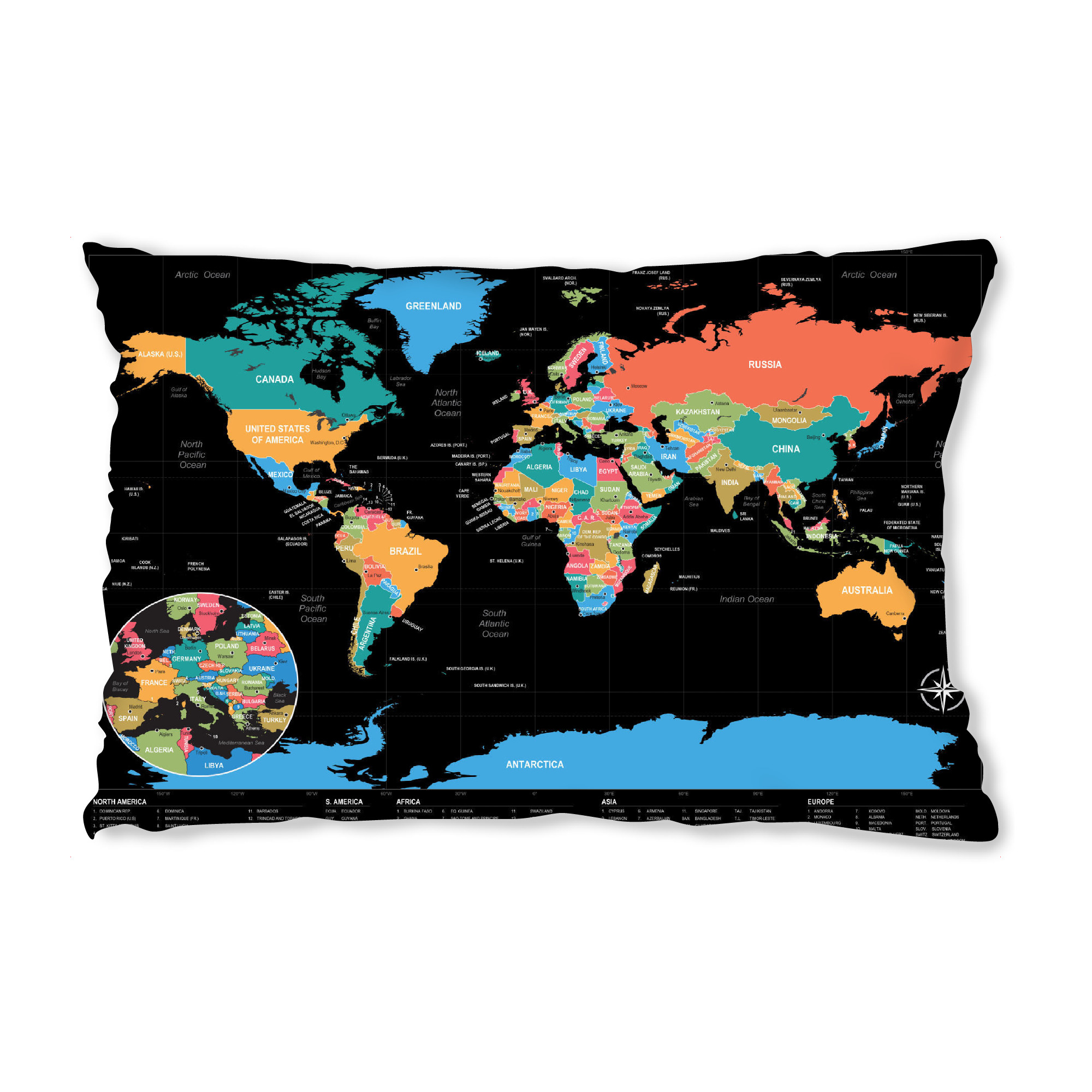 Design-Kissen "World Map Country (matart)" artboxONE - Reise,Kartografie
