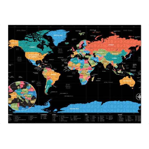 Puzzle Ravensburger "World Map Country (matart)" artboxONE - Reise,Kartografie