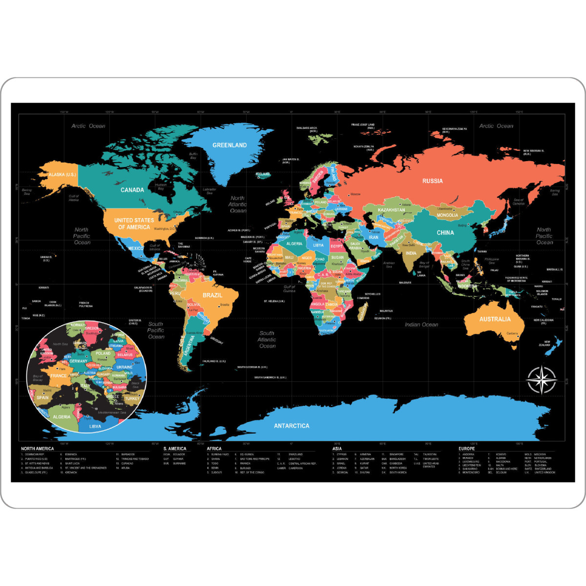 Tischset "World Map Country (matart)" artboxONE - Reise,Kartografie