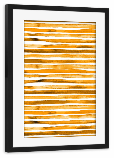 Poster mit Rahmen schwarz "Watercolor Stripes Yellow Orange" artboxONE - Abstrakt,Geometrie