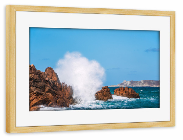 Poster mit Rahmen kiefer "Atlantikküste mit Welle" artboxONE - Natur,Reise,Reise / Strand und Meer