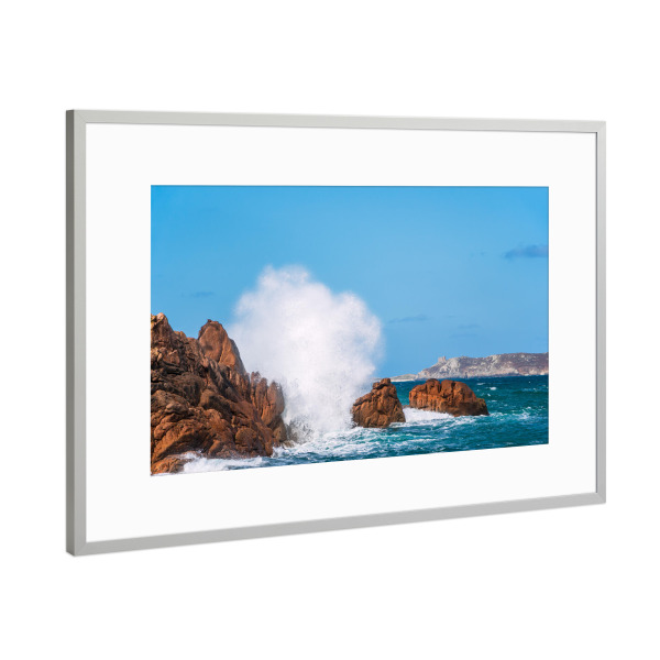 Poster mit Rahmen Silber "Atlantikküste mit Welle" artboxONE - Natur,Reise,Reise / Strand und Meer