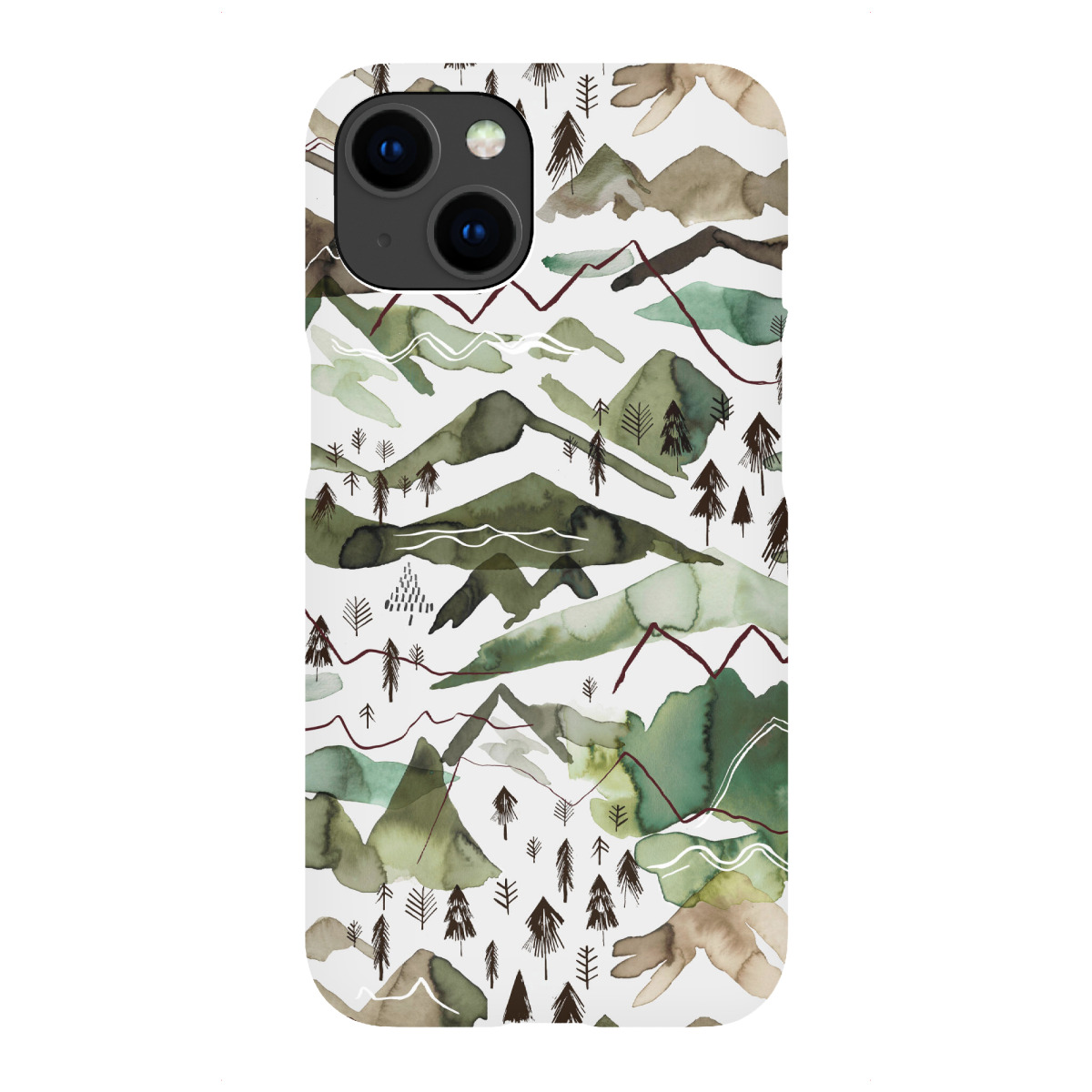 "Watercolor Mountains Gold Green"für iPhone - Premium-Case Handyhülle artboxONE