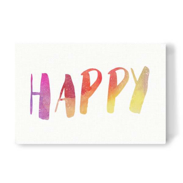 Leinwandbild "Happy watercolored" artboxONE - Typografie,Abstrakt,Festivals,Lustig