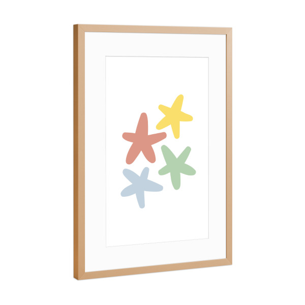 Poster mit Rahmen Kupfer "Bunte Seesterne" artboxONE - Natur,Für Kinder,Abstrakt