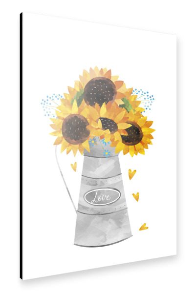 Alu-Dibond "Sonnenblumen + Liebe" 30x20 cm artboxONE