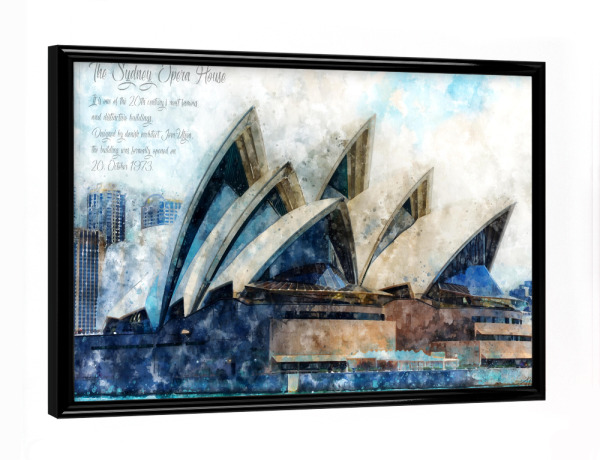 Poster mit schwarzem Rahmen "Sydney Oper Aquarell" artboxONE - Architektur,Reise / Länder
