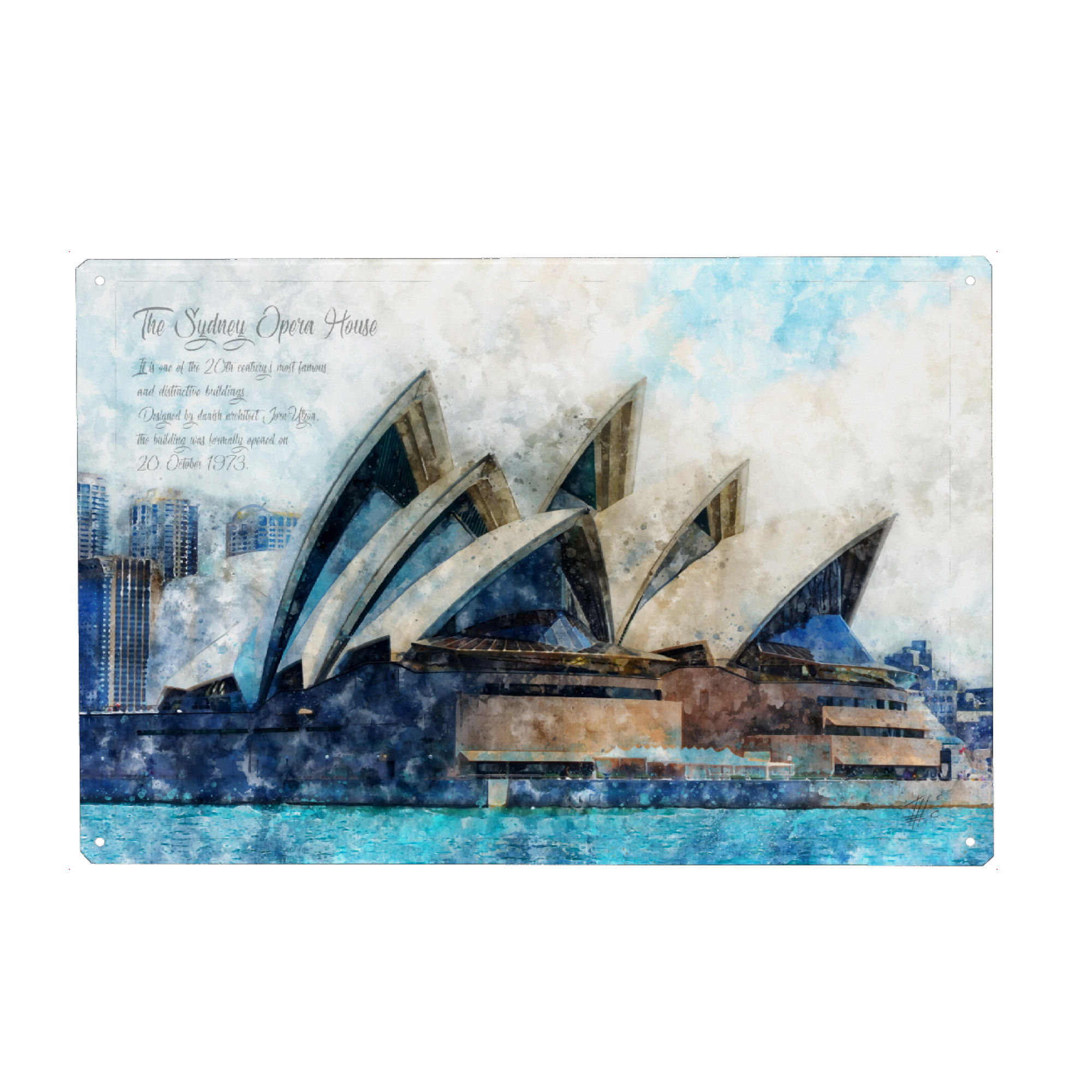 Holzbild "Sydney Oper Aquarell" artboxONE - Architektur,Reise / Länder