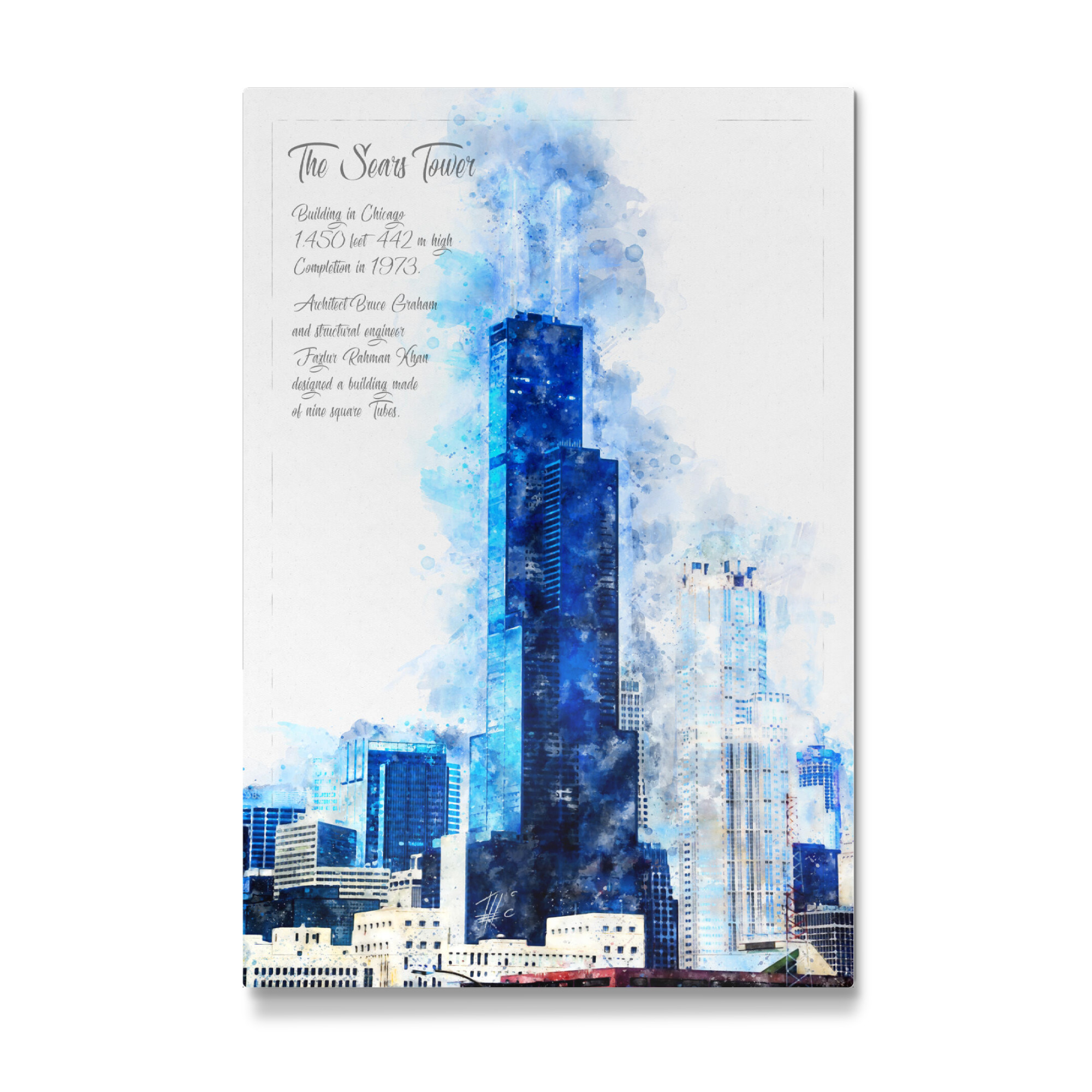 Galerie-Print "Sears Tower Chicago Aquarell" 30x20 cm artboxONE