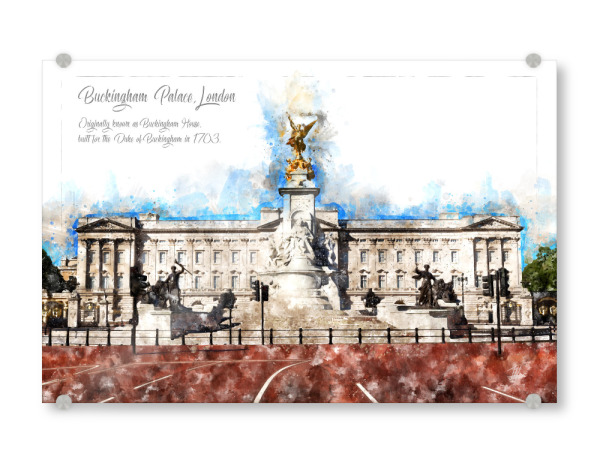 Acrylglasbild "Buckingham Palast Aquarell" artboxONE - Städte / London,Reise,Architektur
