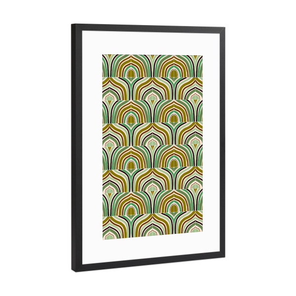 Poster mit Rahmen Schwarz (Metallic) "Jade Rainbow Tiles" artboxONE - Abstrakt,Geometrie