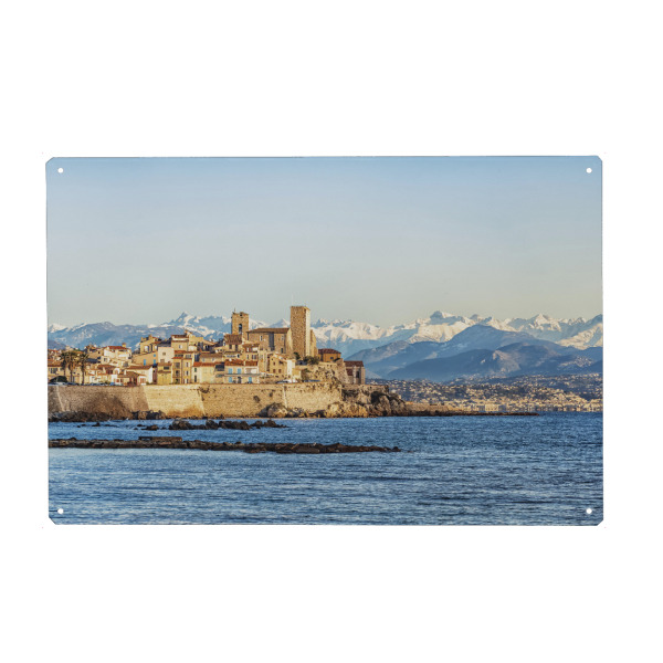 Holzbild "Coastline in Antibes" artboxONE - Städte,Reise,Architektur,Reise / Strand und Meer,Reise / Länder