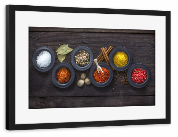 Poster mit Rahmen schwarz "Gewürze" artboxONE - Essen & Trinken