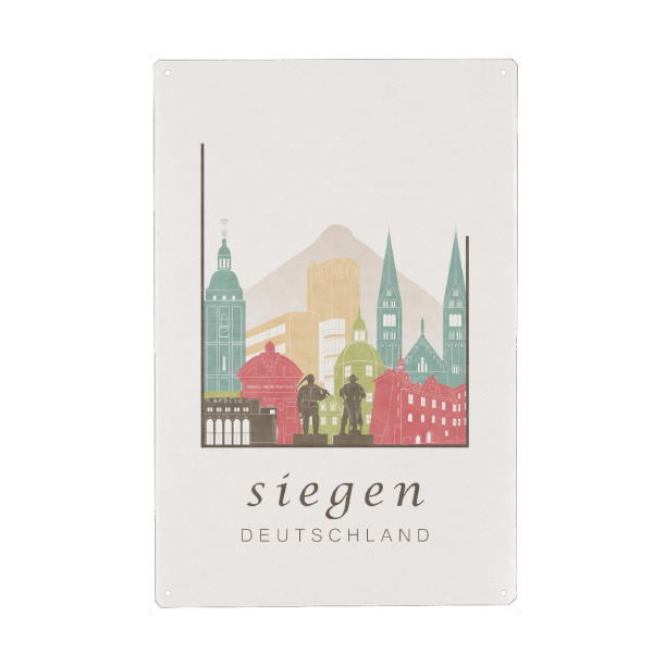 Metall Poster "Siegen skyline pastel" artboxONE - Städte,Reise,Architektur,Kartografie