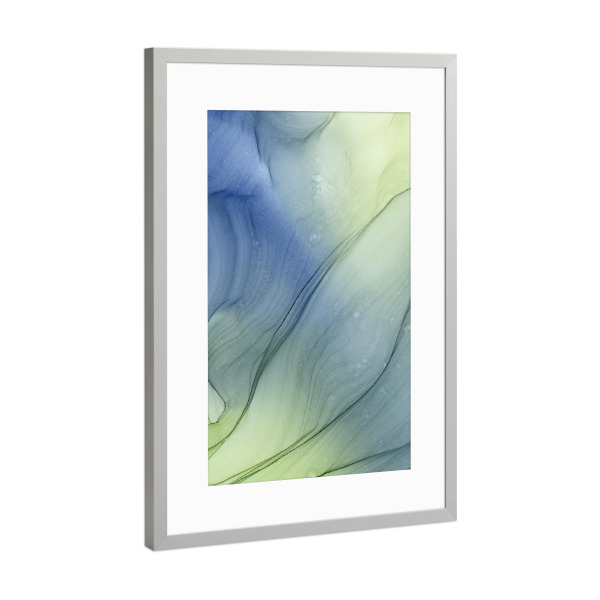 Poster mit Rahmen Silber "Abstract Blue and Green" artboxONE - Abstrakt