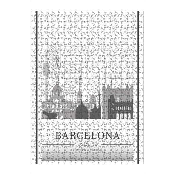 Puzzle Ravensburger "Barcelona skyline line art" artboxONE - Städte,Reise,Architektur,Städte / Barcelona,Kartografie