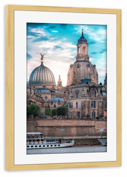 Poster mit Rahmen kiefer "Brühlsche Terrasse, Dresden" artboxONE - Städte,Architektur,Städte / Dresden