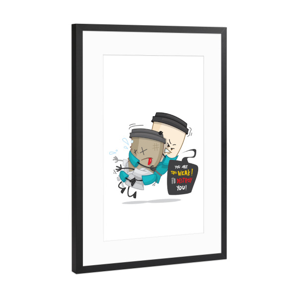 Poster mit Rahmen Schwarz (Metallic) "JiuJitsu Coffee" artboxONE - Essen & Trinken,Comic,Streetart,Sport,Lustig