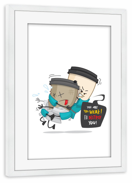 Poster mit Rahmen weiß "JiuJitsu Coffee" artboxONE - Essen & Trinken,Comic,Streetart,Sport,Lustig