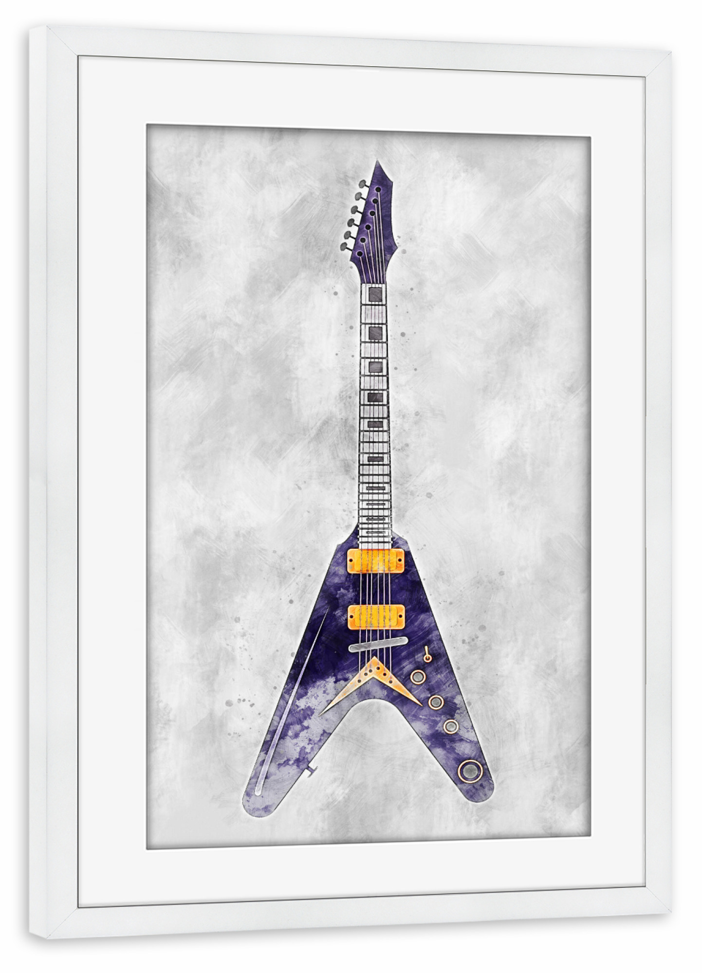 Poster mit Rahmen weiß "Electric guitar 9 (matart)" artboxONE - Musik