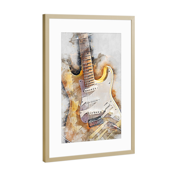 Poster mit Rahmen Gold "Electric guitar 4 (matart)" artboxONE - Musik