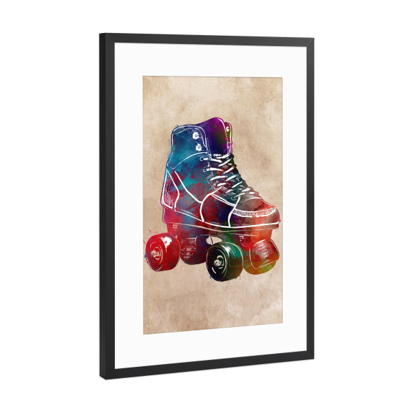 Poster mit Rahmen Schwarz (Metallic) "Roller skate sport art" artboxONE - Sport,Sport / Sommerspiele - Roller,Skate,Skater,Sport,Sports,Shoes