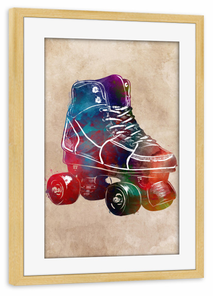 Poster mit Rahmen kiefer "Roller skate sport art" artboxONE - Sport,Sport / Sommerspiele - Roller,Skate,Skater,Sport,Sports,Shoes
