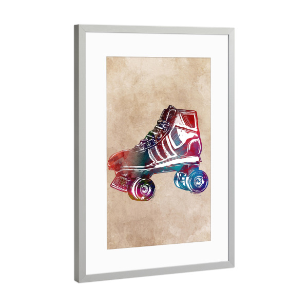 Poster mit Rahmen Silber "Roller skates sport art" artboxONE - Sport,Sport / Sommerspiele - Sport,Roller,Skate,Skater,Active,Shoes,Schuhe