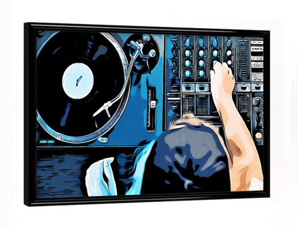 Poster mit schwarzem Rahmen "DJ music set" artboxONE - Musik - Dj,Music,Musican,Set,Tape,Sound,Pult,Misch,Musik