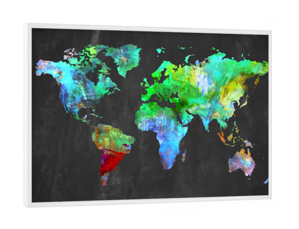 Poster mit weißem Rahmen "World Map 7 Colorful (matart)" artboxONE - Kartografie
